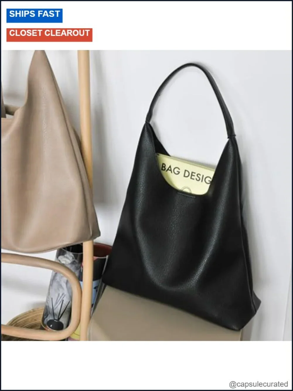Women's Slouchy Hobo Bag Vegan Leather Shoulder Tote Purse Work Travel